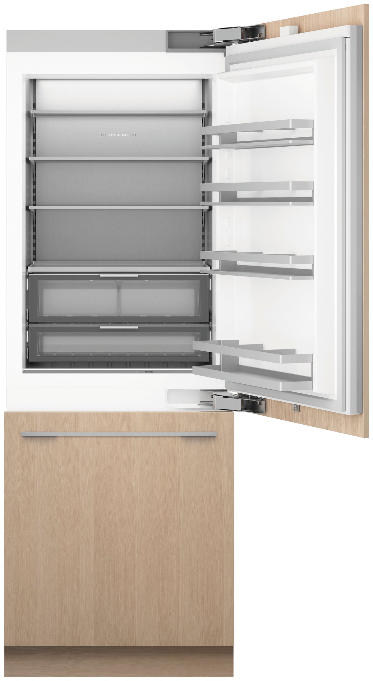 Fisher & Paykel - 30 in. Wide 15.9 cu. Ft Column Bottom Mount Refrigerator Freezer Panel Ready Ice and Water RH - Custom Panel Ready