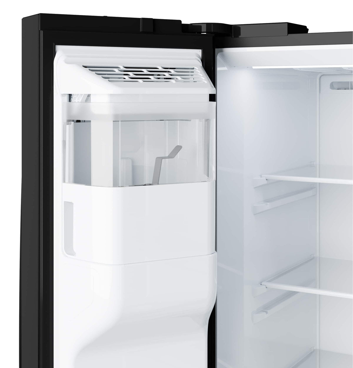 GE - 36 in. Wide 23.6 Cu. Ft. Counter Depth Side-By-Side Refrigerator with Extra Tall Dispenser and In-Door Icemaker - Black
