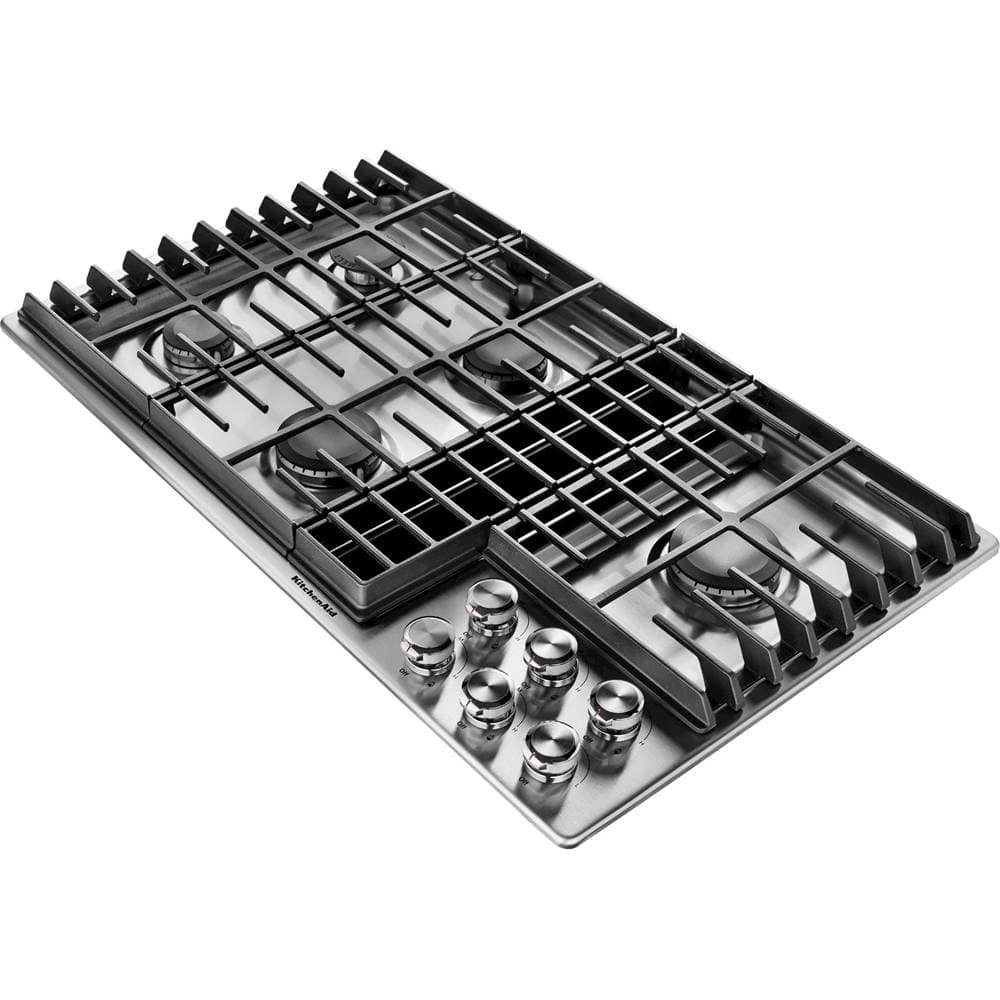 KitchenAid - 36 in. Wide 5 burners Gas Cooktop - Stainless Steel
