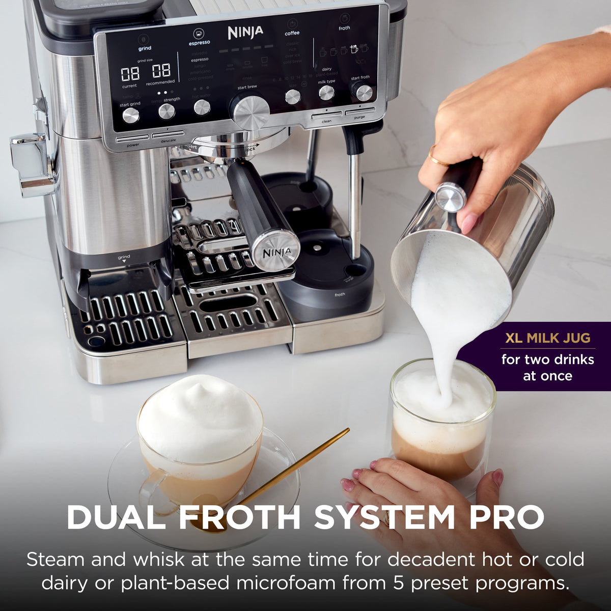 Ninja - Luxe Café Pro Series 4 in 1 Espresso, Drip Coffee, Cold & Hot Brew, Tamper, Grinder, Scale, Hands-Free Frother - Stainless Steel