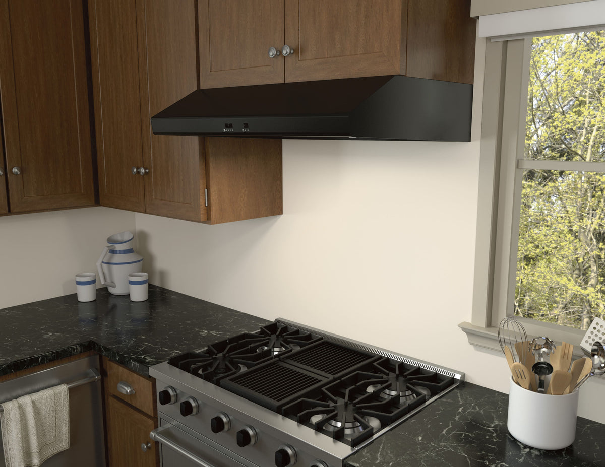 Zephyr - 30 inches - Externally Vented - Under cabinet Range Hood - Black