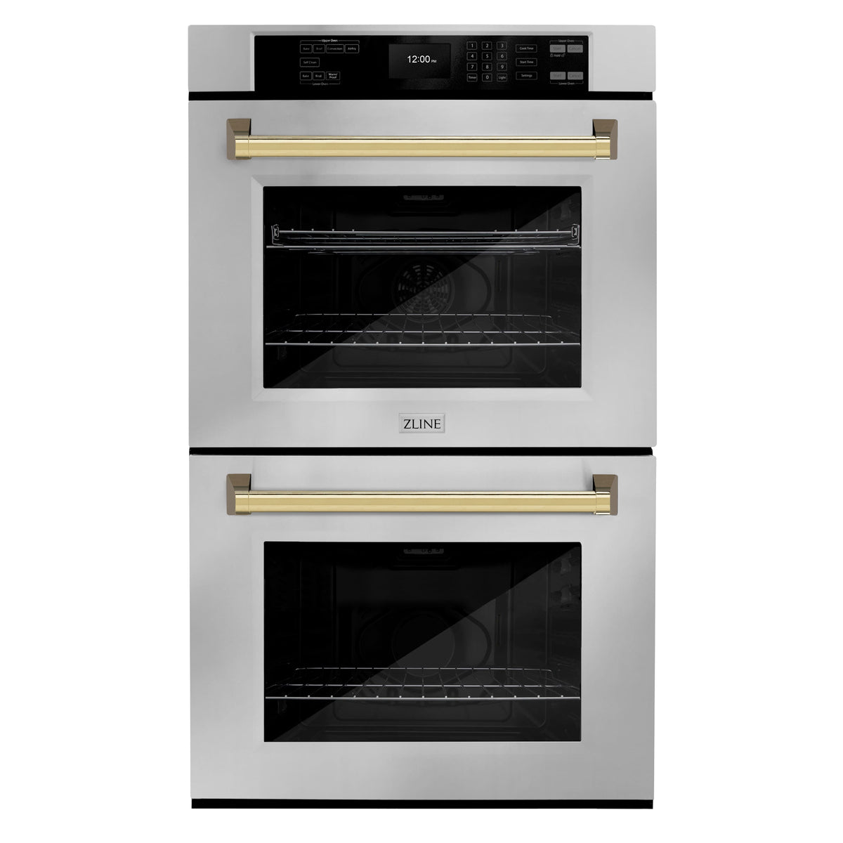 ZLINE - 30 in. Autograph Double Wall Oven w/ Air Fry and Self Clean w/ Gold Handles - Stainless Steel