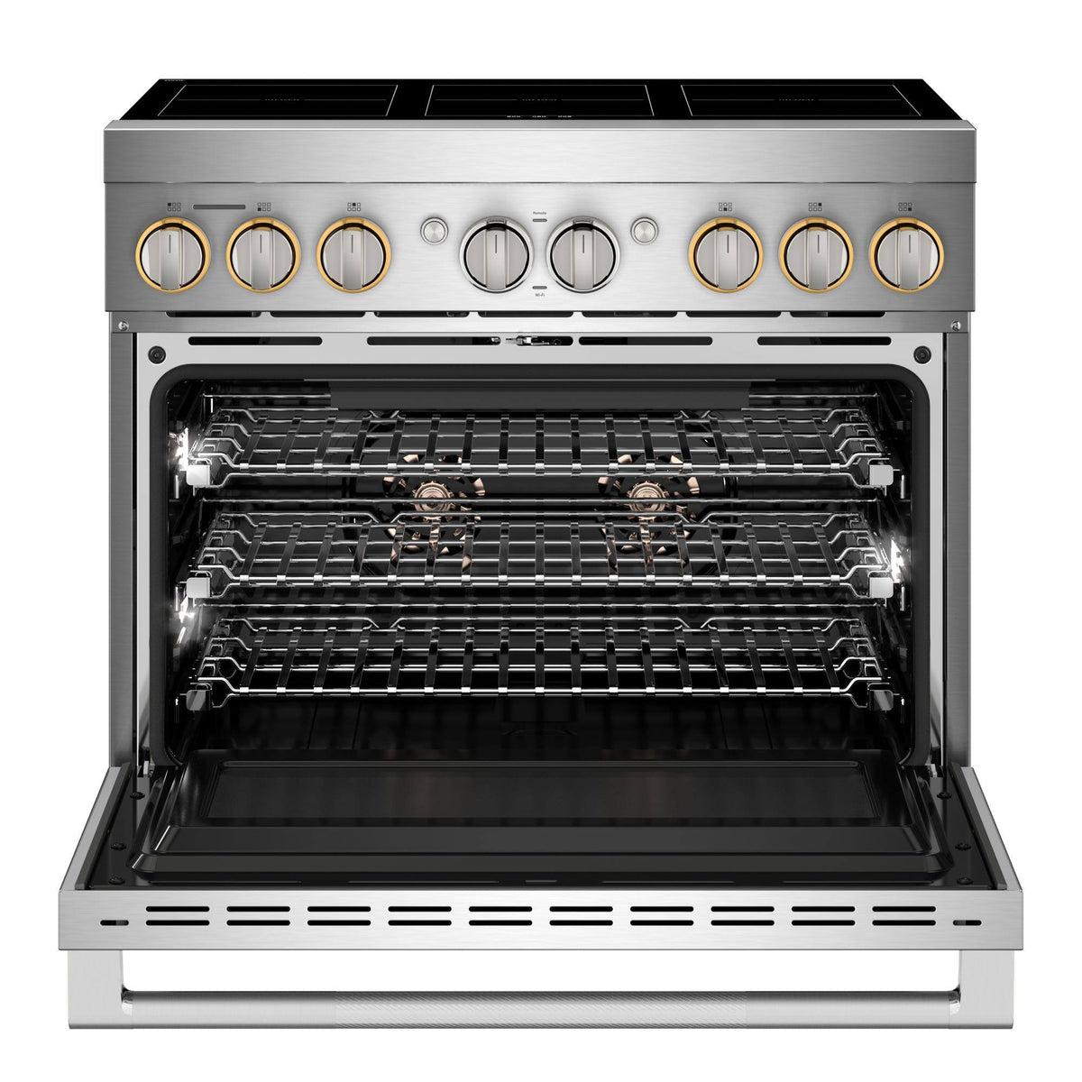 JennAir - 36 in. Wide 4 Elements RISE 5.1 Cu. Ft. Freestanding Electric Induction Range - Stainless Steel