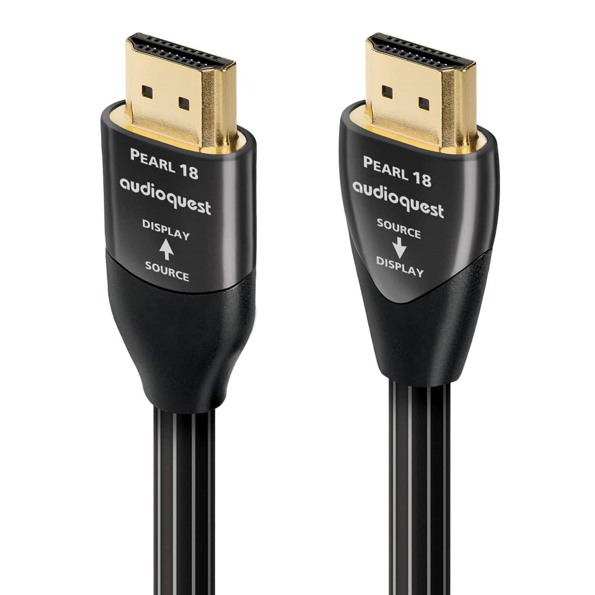 AudioQuest - Pearl 18 32.8' 4K-8K 18Gbps In-Wall Rated HDMI Cable - Black with White Stripes