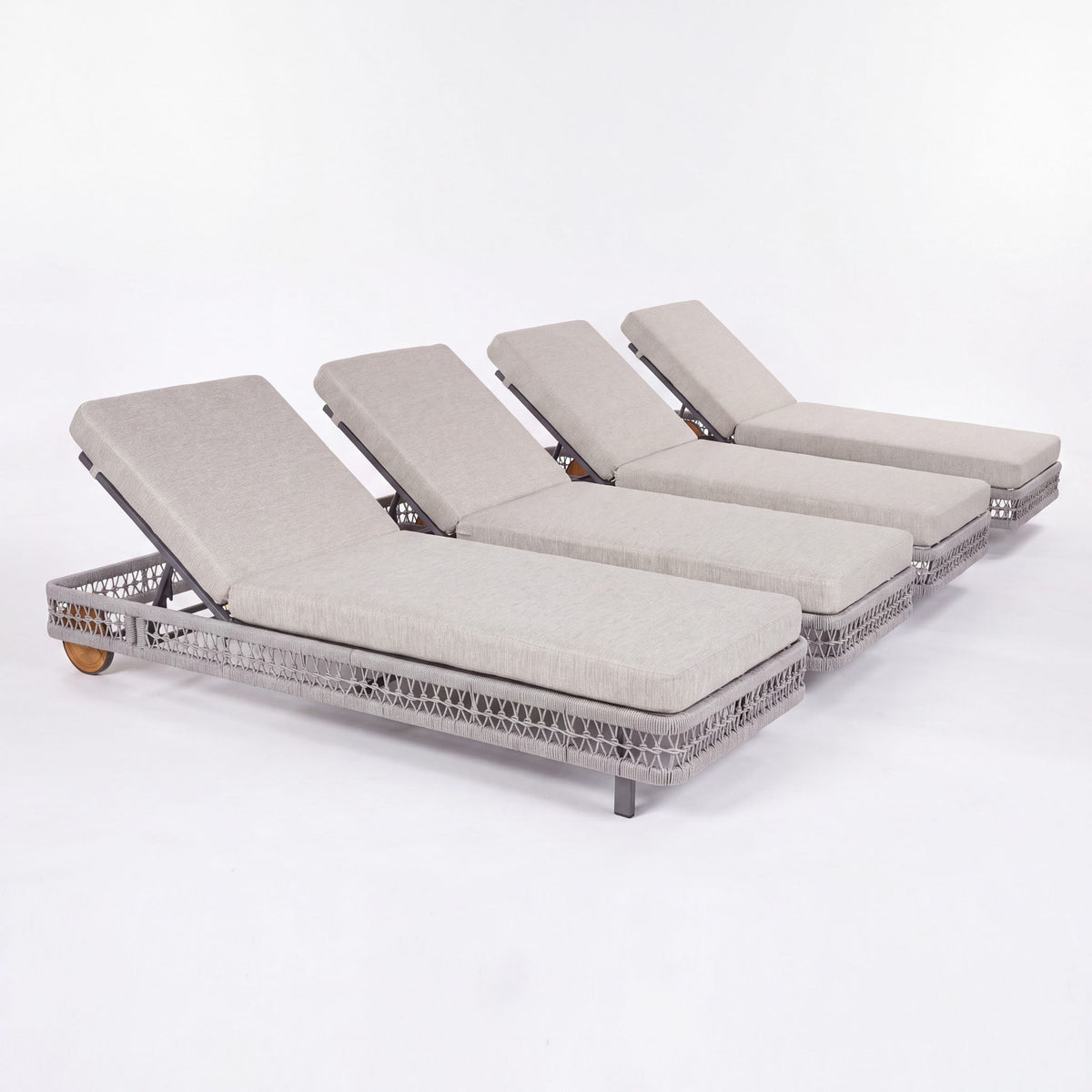 Tumbona de exterior con ruedas, respaldo ajustable en 5 posiciones