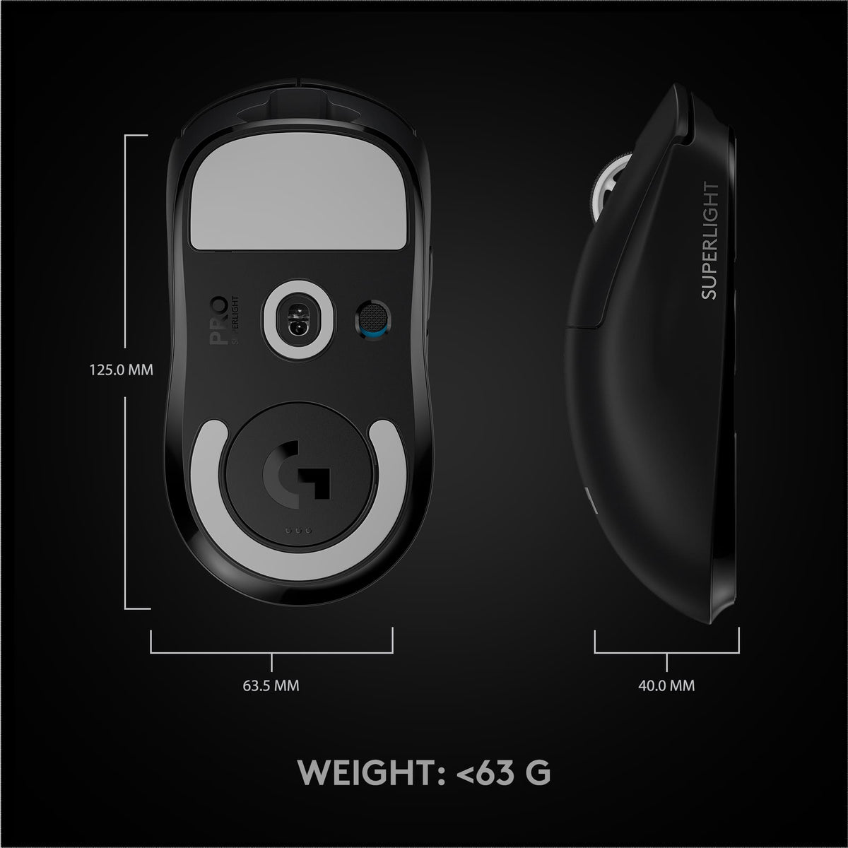 Logitech - PRO X SUPERLIGHT Lightweight Wireless Optical Gaming Mouse with HERO 25K Sensor - Wireless - Black
