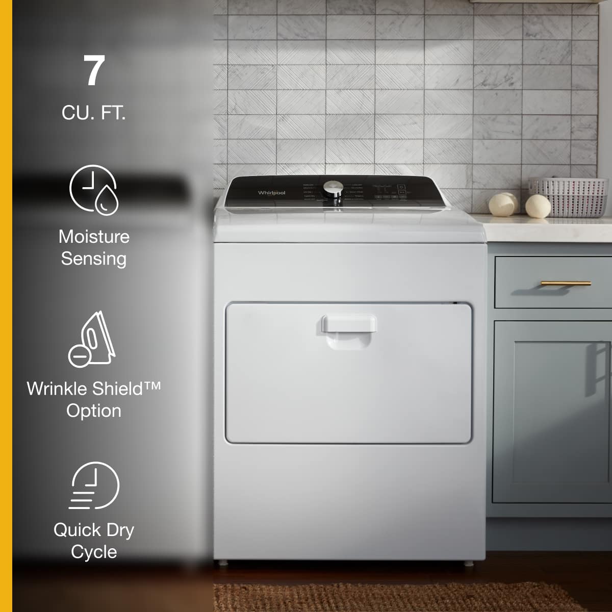 Whirlpool - 7.0 Cu. Ft. Electric Dryer with Moisture Sensing - White
