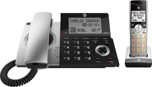 AT&T - 2 Handset Corded/Cordless Answering System with Smart Call Blocker - Silver/Black