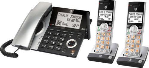 AT&T - 2 Handset Corded/Cordless Answering System with Smart Call Blocker - Silver/Black