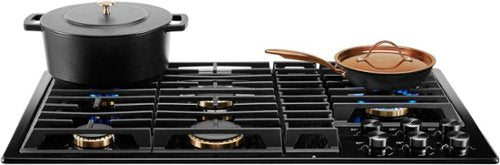 JennAir - 36 in. Wide 5 Burner Built-In Gas Cooktop - Black