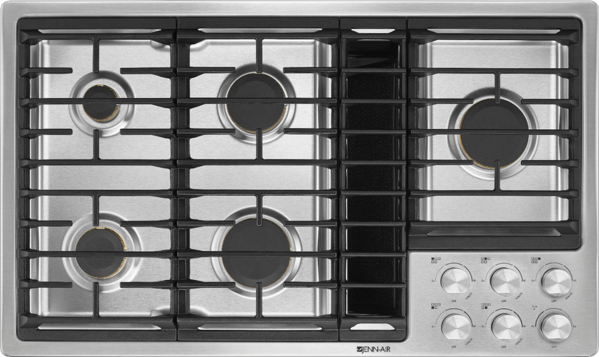 JennAir - 36 in. Wide 5 Burner Gas Cooktop - Stainless Steel