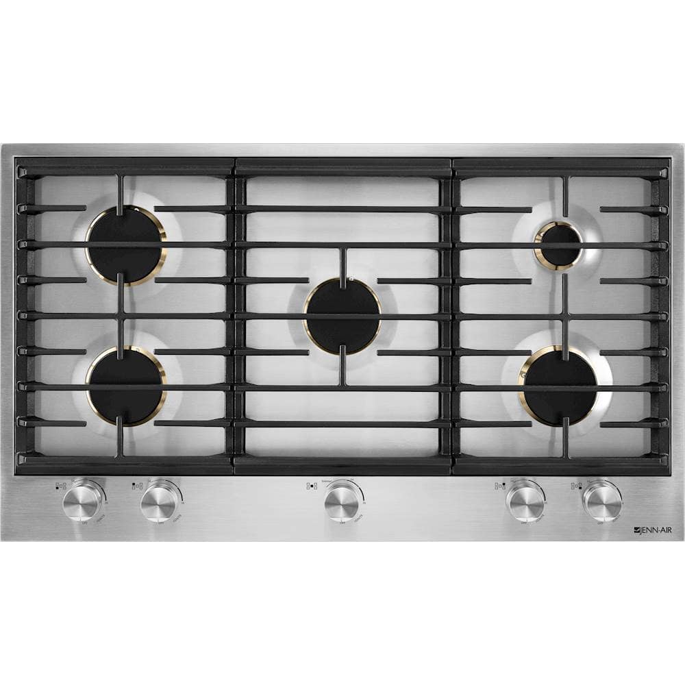 JennAir - 36 in. Wide 5 Burner Built-In Gas Cooktop - Stainless Steel
