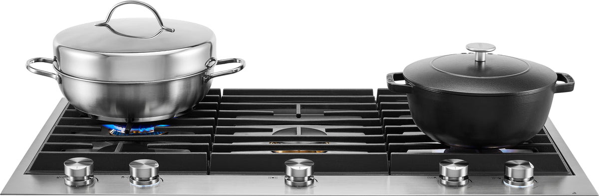 JennAir - 36 in. Wide 5 Burner Built-In Gas Cooktop - Stainless Steel