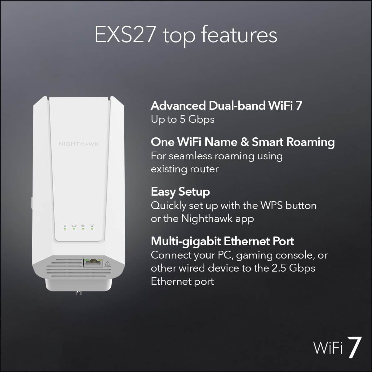 NETGEAR - BE5000 Dual-Band Wi-Fi 7 Wall Plug Range Extender - White