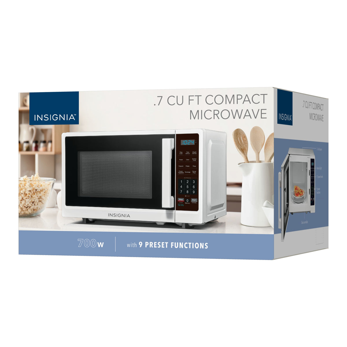 Insignia™ - .7 Cu. Ft. Compact Microwave - White