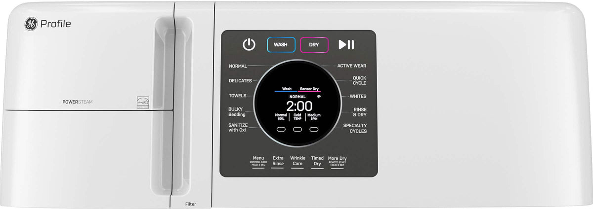 GE Profile - UltraFast 4.6 Cu. Ft. High-Efficiency Smart Front Load Washer and Electric Dryer Combo with Steam and Ventless Heat Pump - White