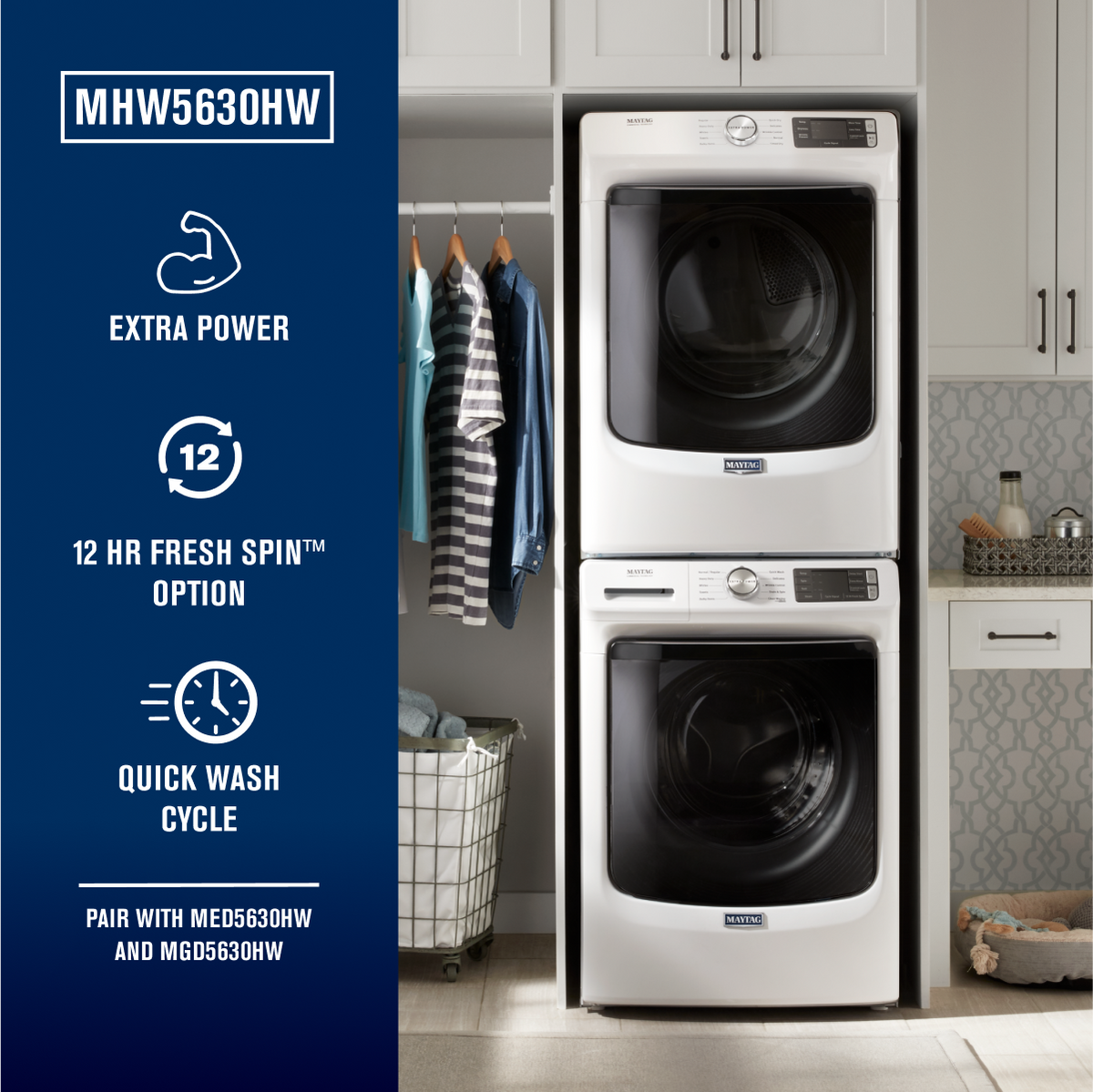 Maytag - 4.5 Cu. Ft. High-Efficiency Stackable Front Load Washer with Steam and Fresh Spin - White