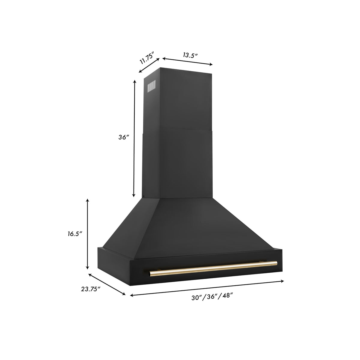 ZLINE - 36 inches - Externally Vented - Wall Range Hood - Black Stainless Steel