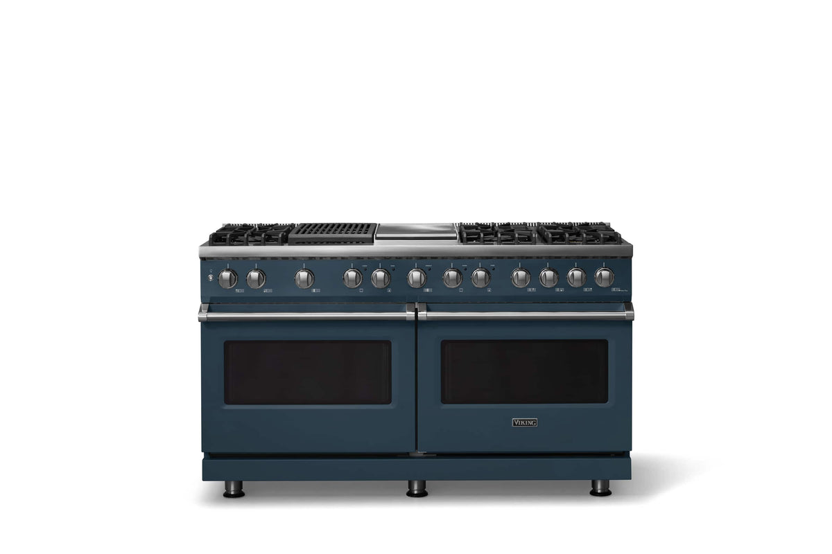 Viking - 60"W. 8 Burner Pro 5 Series 9.4 Cu. Ft. Freestanding Sealed 8 Burner Dual Fuel Convection Range/Griddle/Grill - Squall