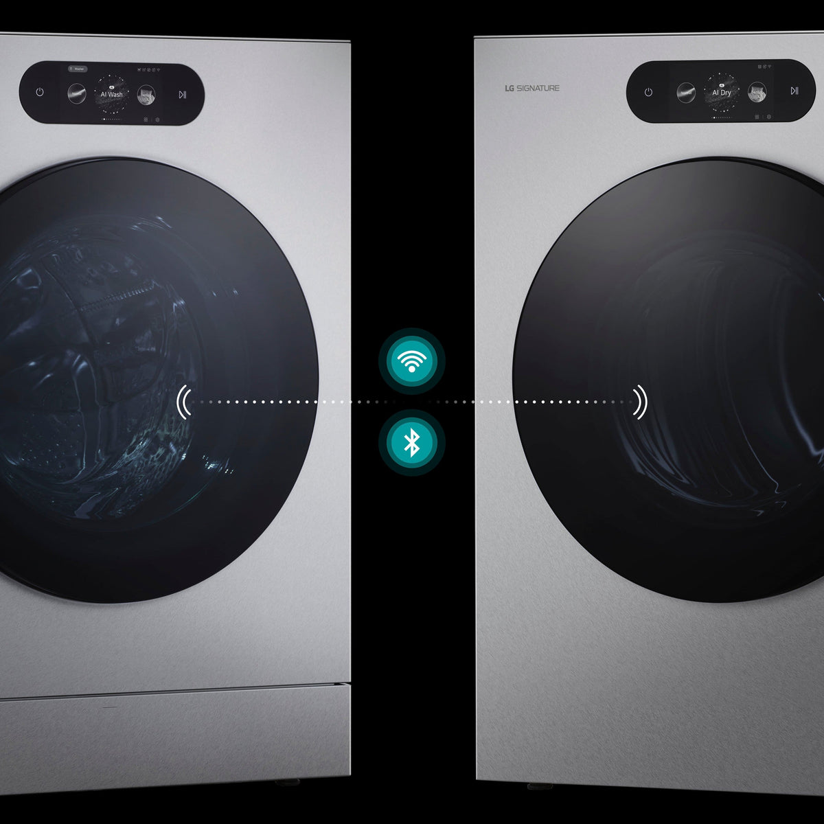 LG - SIGNATURE 5.8 Cu. Ft. High-Efficiency Stackable Smart Front Load Washer with Steam and ezDispense - Brushed Platinum Steel