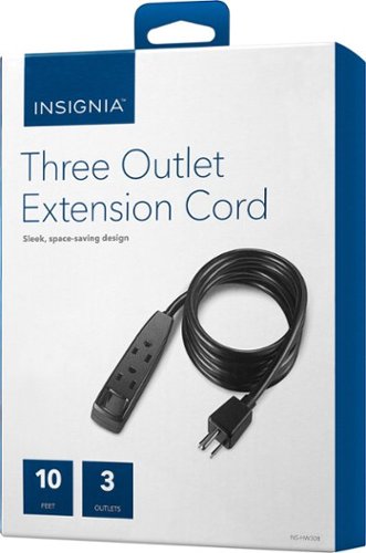 Insignia™ - 10' 3-Outlet Extension Power Cord - Black