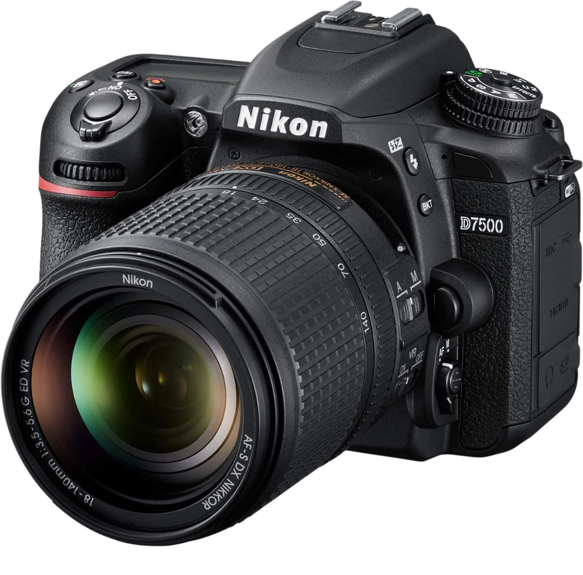 Nikon - D7500 DSLR 4K Video Camera with AF-S DX NIKKOR 18-140mm f/3.5-5.6G ED VR lens - Black