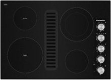 KitchenAid - 30 in. Wide 4 element Built-In Downdraft Electric Cooktop - Black