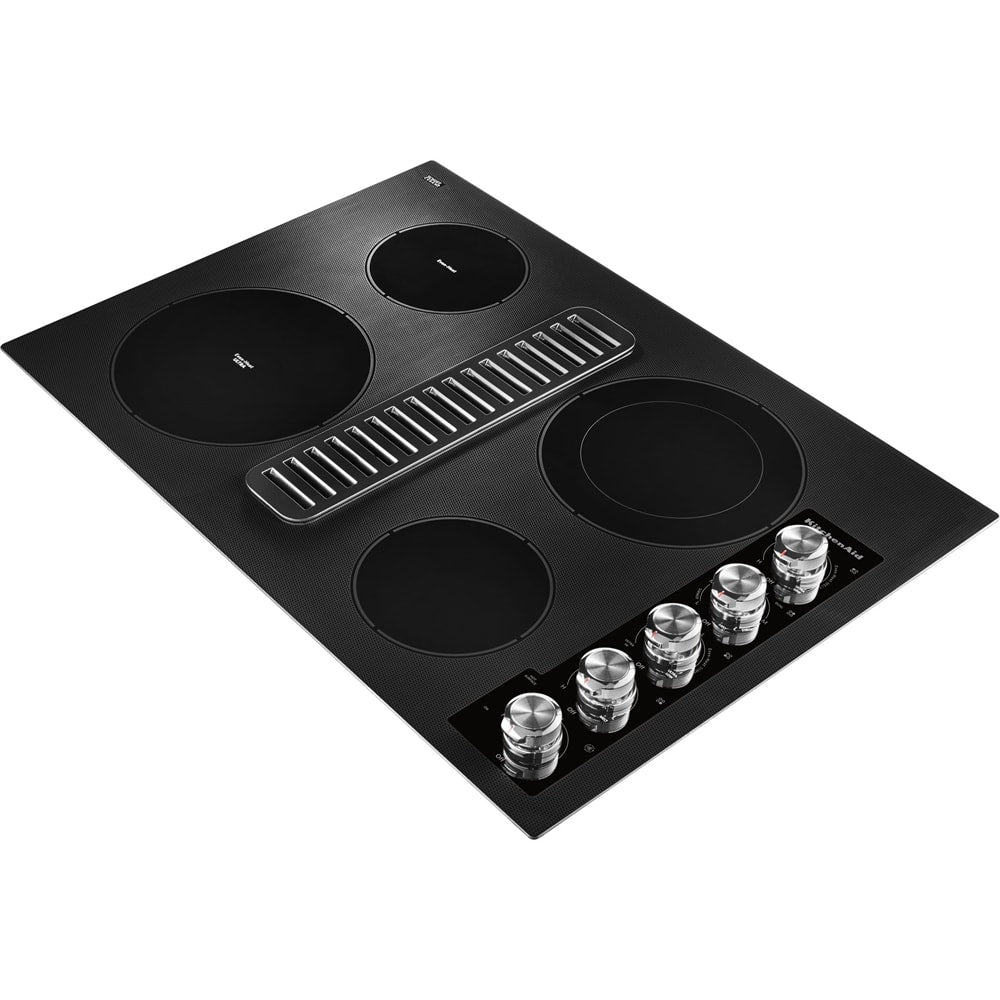 KitchenAid - 30 in. Wide 4 element Built-In Downdraft Electric Cooktop - Black