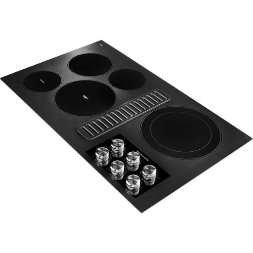 KitchenAid - 36 in. Wide 5 element Built-In Downdraft Electric Cooktop with and 300 CFM Exhaust Rating - Black