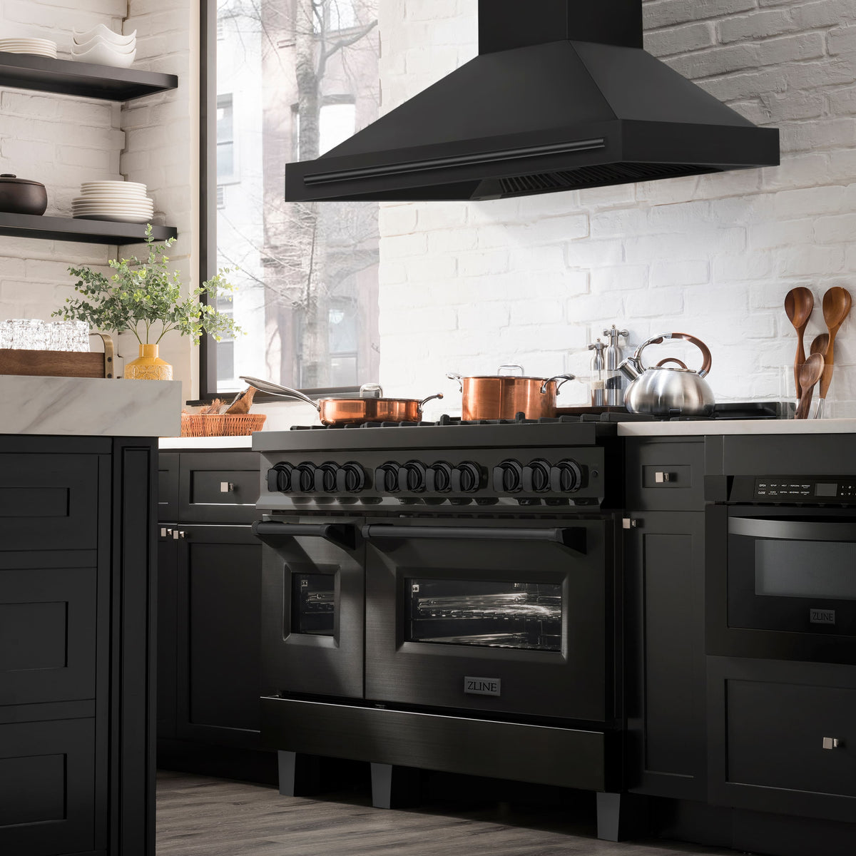 ZLINE - 48 inches - Convertible & Externally Vented - Wall Range Hood - Black