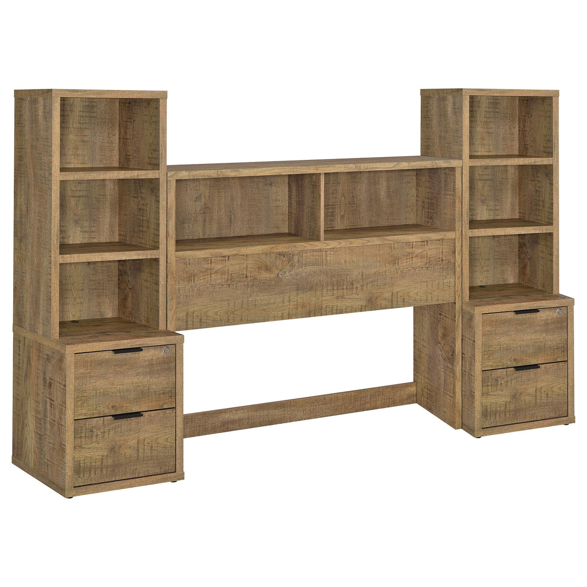 Geary - Set de dormitorio de 3 piezas con cabecero con estantería