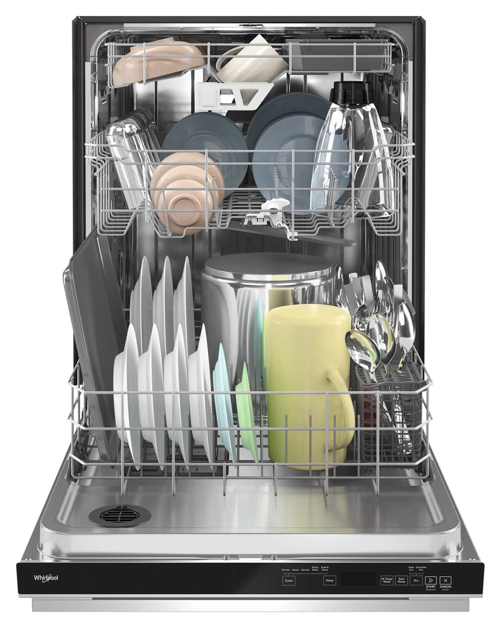 Whirlpool - 24 inch Top Control Built-in Stainless Steel Tub Dishwasher with 3rd Rack, Water Repellent Silverware Basket,  41 dBA - Stainless Steel