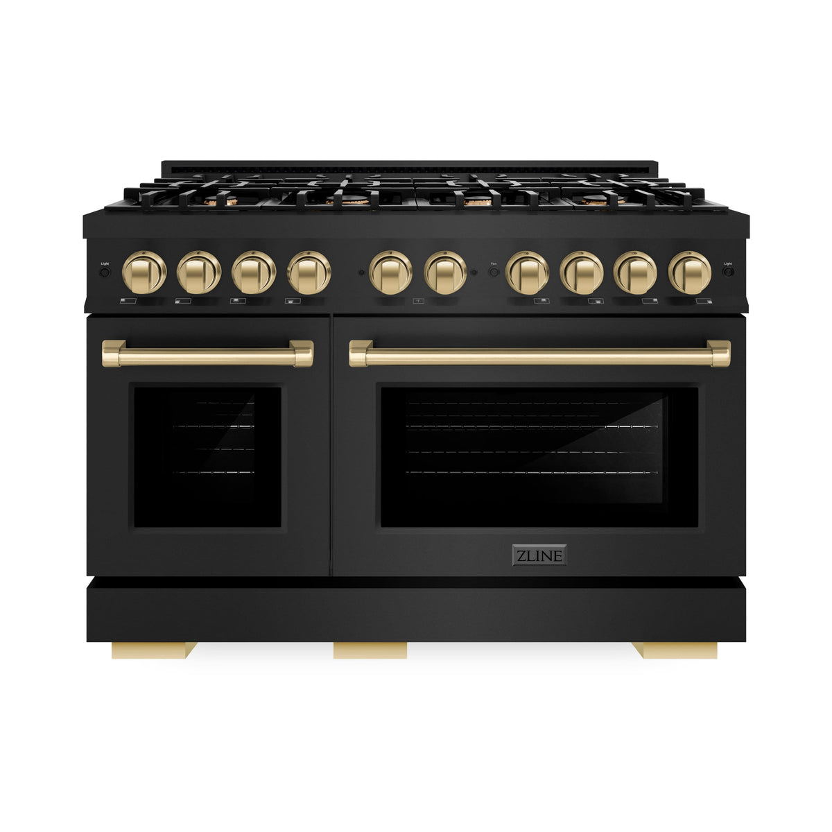 ZLINE - 48 in. Wide 8 Burner Autograph Select Dual Fuel Range with Bronze Accents (HDRBZ-48-CB) - Black Stainless Steel