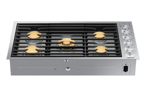 Dacor - 36 in. Wide 5 Burner Contemporary Built-In Gas Cooktop with  with SimmerSear, Liquid Propane Convertible - Silver Stainless Steel