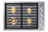 Dacor - 30 in. Wide 4 Burner Contemporary Built-In Gas Cooktop  with SimmerSear, Liquid Propane Convertible - Silver Stainless Steel