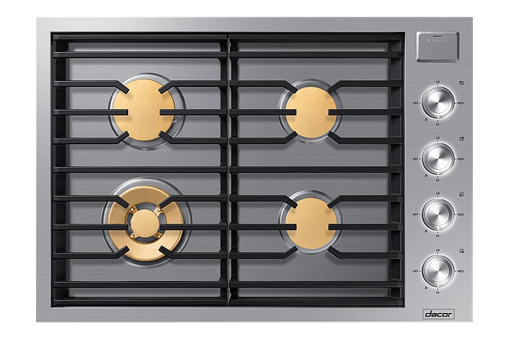 Dacor - 30 in. Wide 4 Burner Contemporary Built-In Gas Cooktop  with SimmerSear, Liquid Propane Convertible - Silver Stainless Steel
