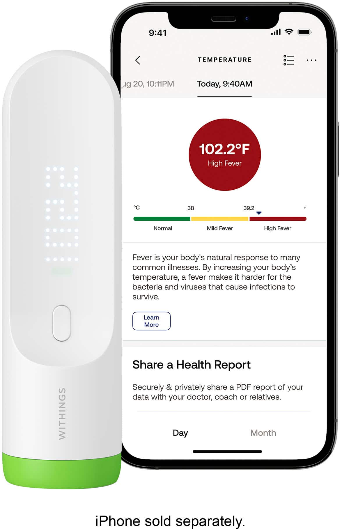 Withings - Thermo Smart Non-Contact Thermometer - White