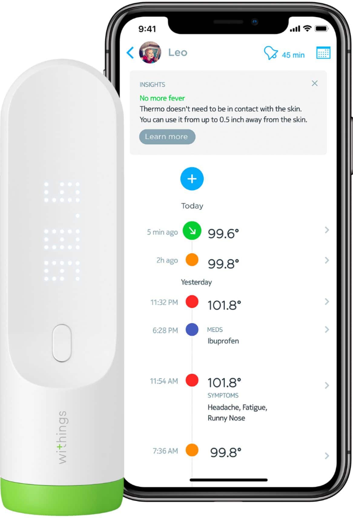 Withings - Thermo Smart Non-Contact Thermometer - White