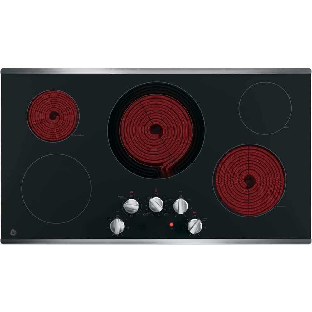 GE - 36" Built-In Electric Cooktop - Stainless Steel
