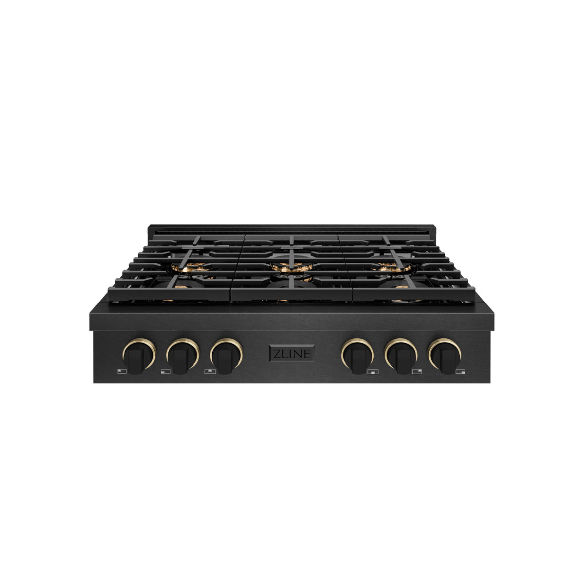 ZLINE - 36 in. Wide 6 Burner Designer DuoPro Gas Rangetop in Black Satin Steel with Black and Bronze Accents (PSRTBSZ-36-MBCB) - Black Satin Stainless Steel