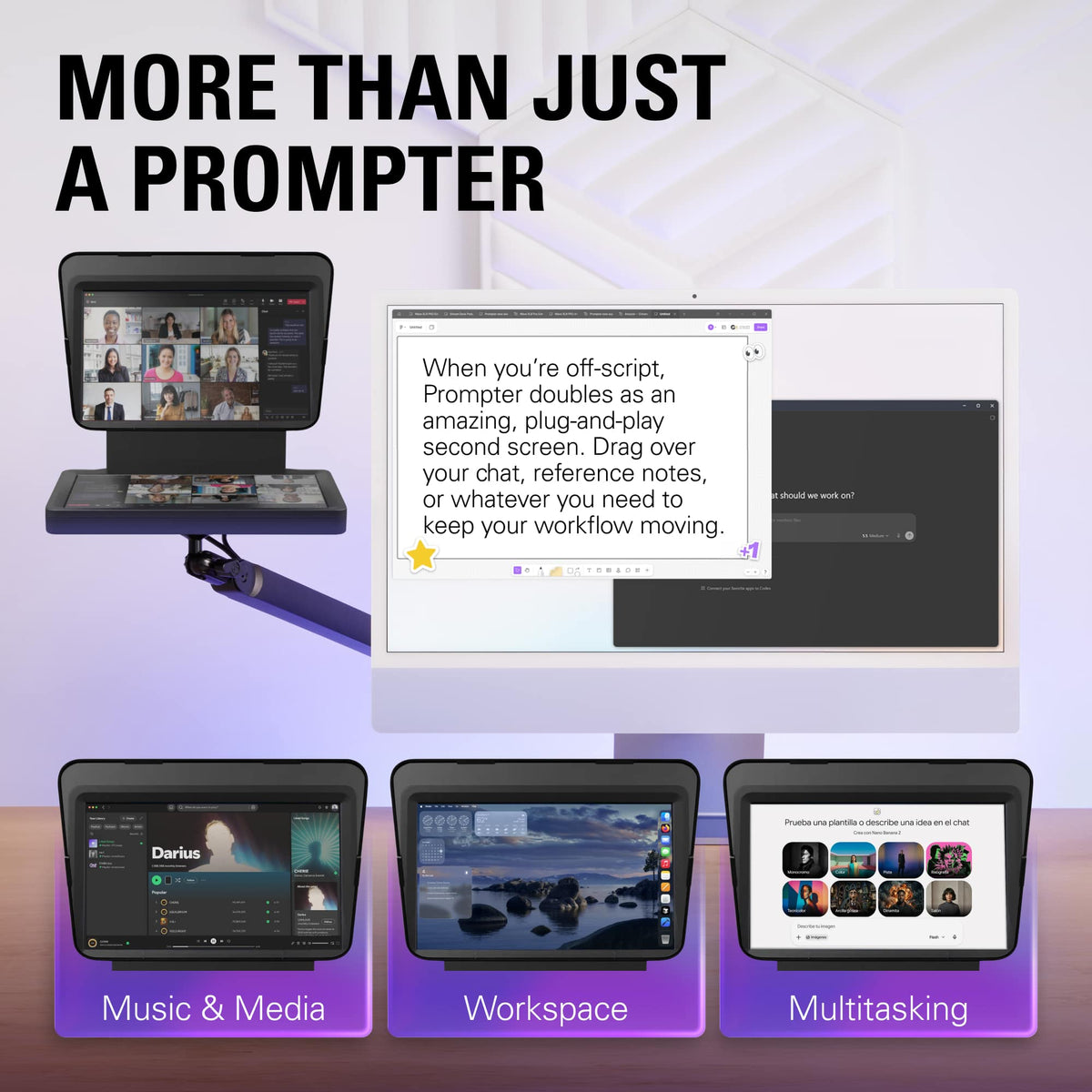 Elgato - Prompter - All-in-One Teleprompter with Built-in Screen - Black
