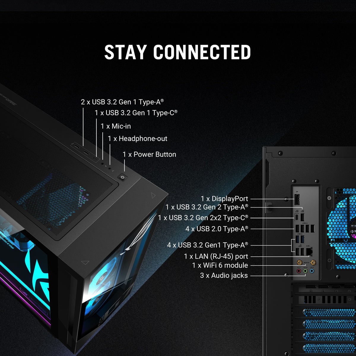 ASUS - ROG G700 Gaming Desktop - Intel Core Ultra 5 225F (2025) - 16GB Memory - NVIDIA GeForce RTX 5060 8GB - 1TB Storage - Black