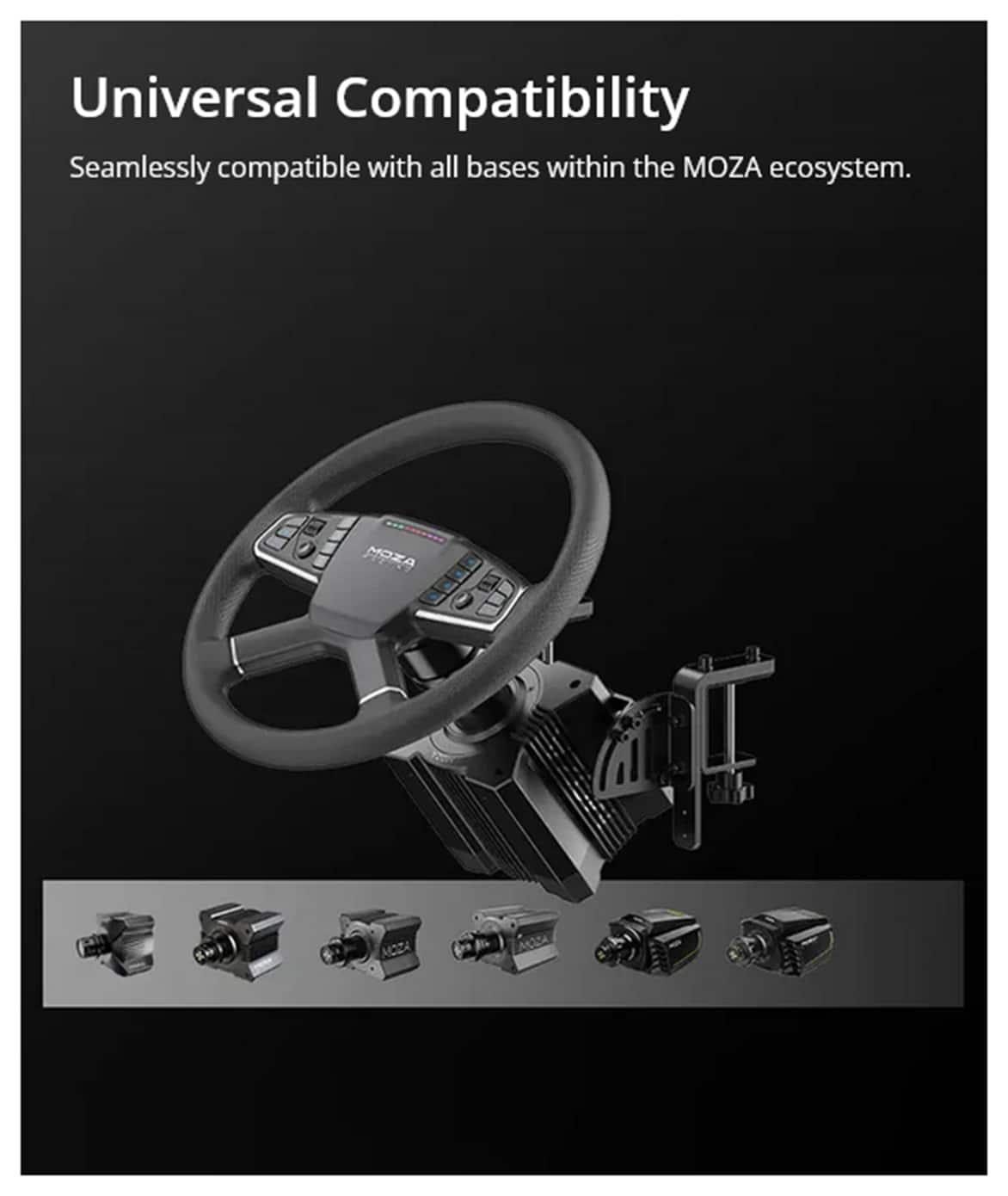 Moza Racing - Truck Simulator Sim Racing Bundle for Windows (Pedals, Wheelbase, & Steering Wheel) - Black