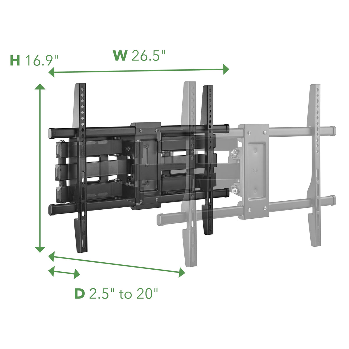 Insignia™ - Full-Motion TV Wall Mount for Most 42–90" TVs, Up to 120 lbs. — Extends 20" - Black