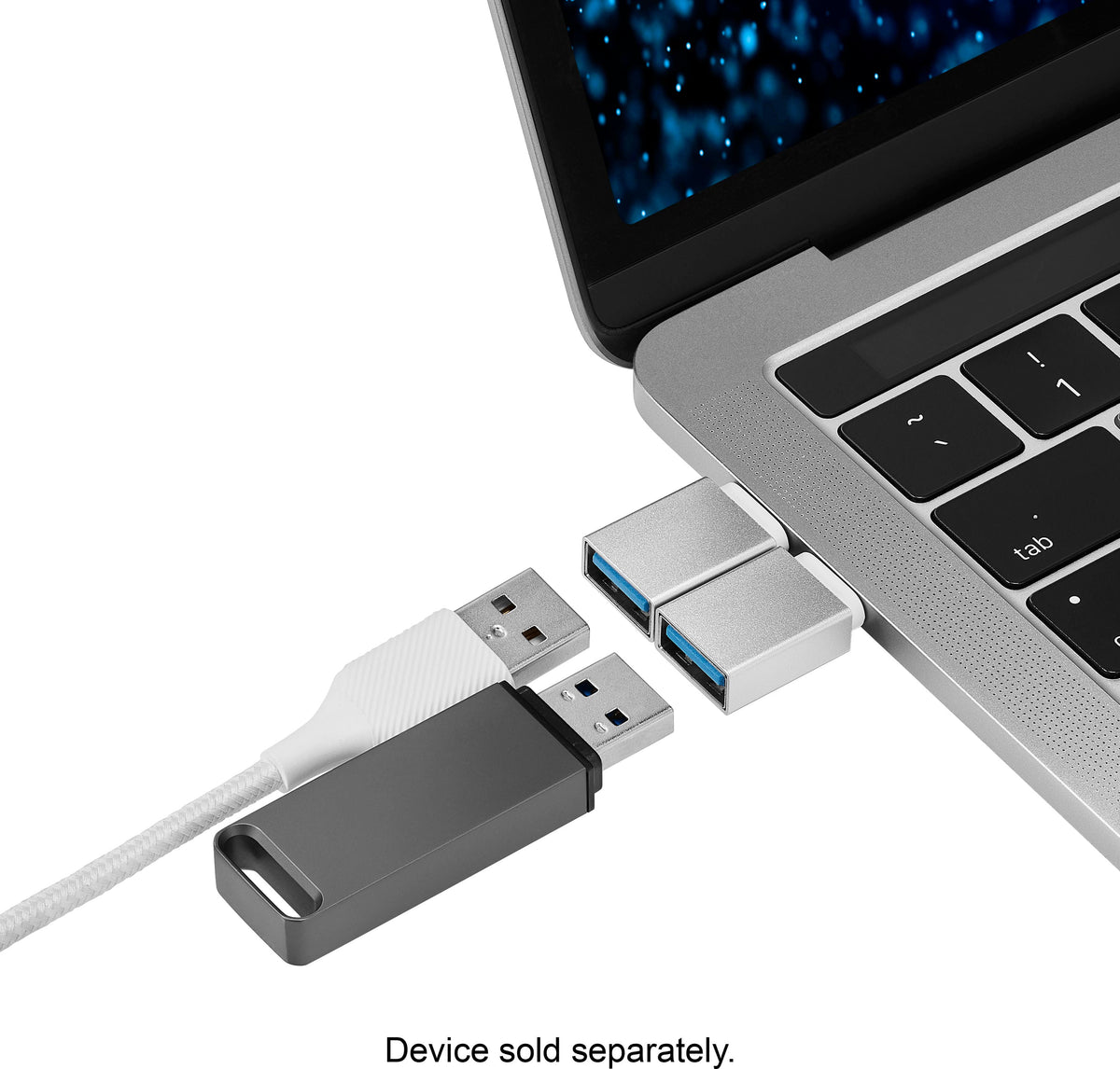 Best Buy essentials™ - Female USB to Male USB-C Adapter (2-Pack) - Silver