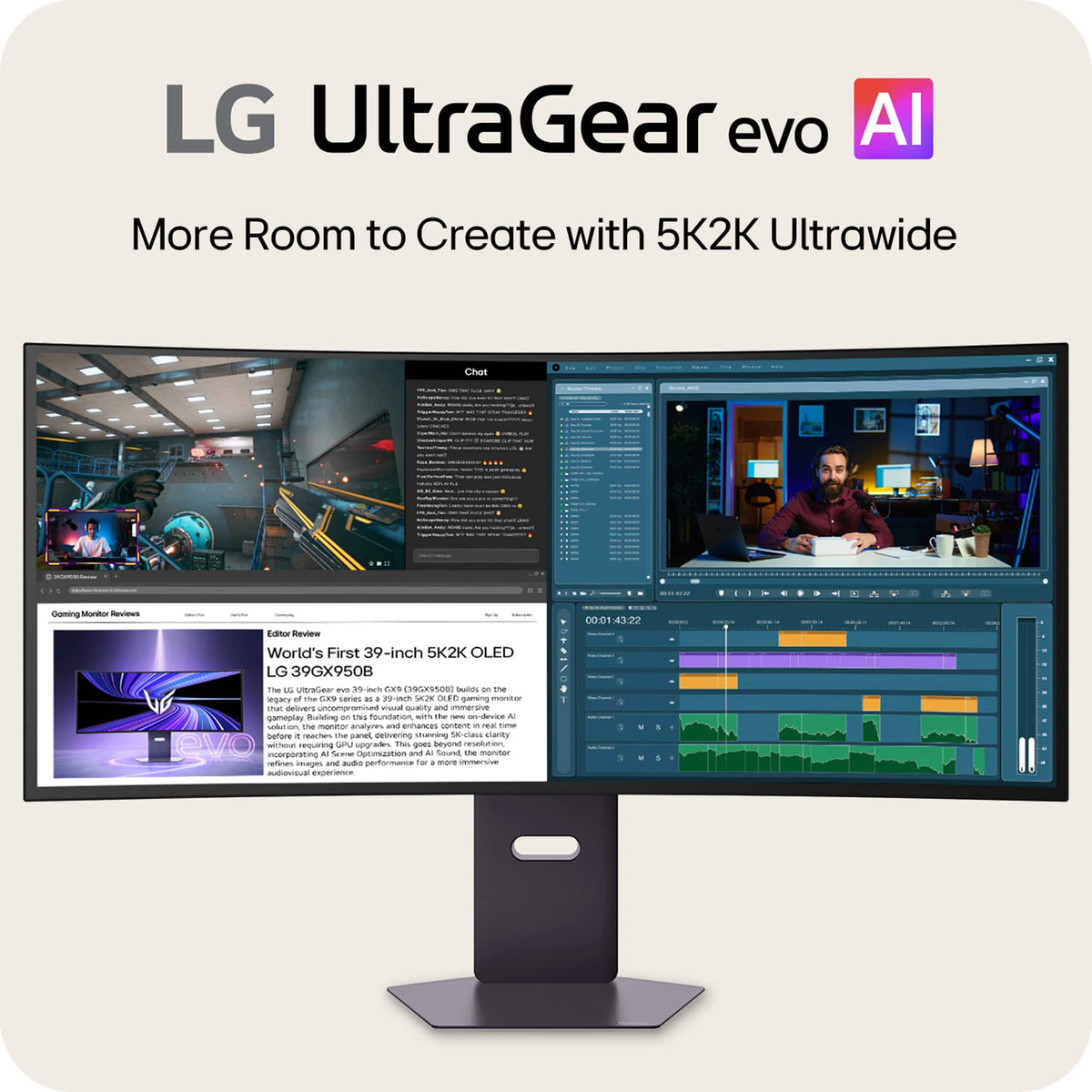LG - UltraGear evo GX9 39" 5K2K OLED 165Hz 0.03ms G-SYNC FreeSync Premium Pro Gaming Monitor with DisplayHDR TRUE 500 - Black