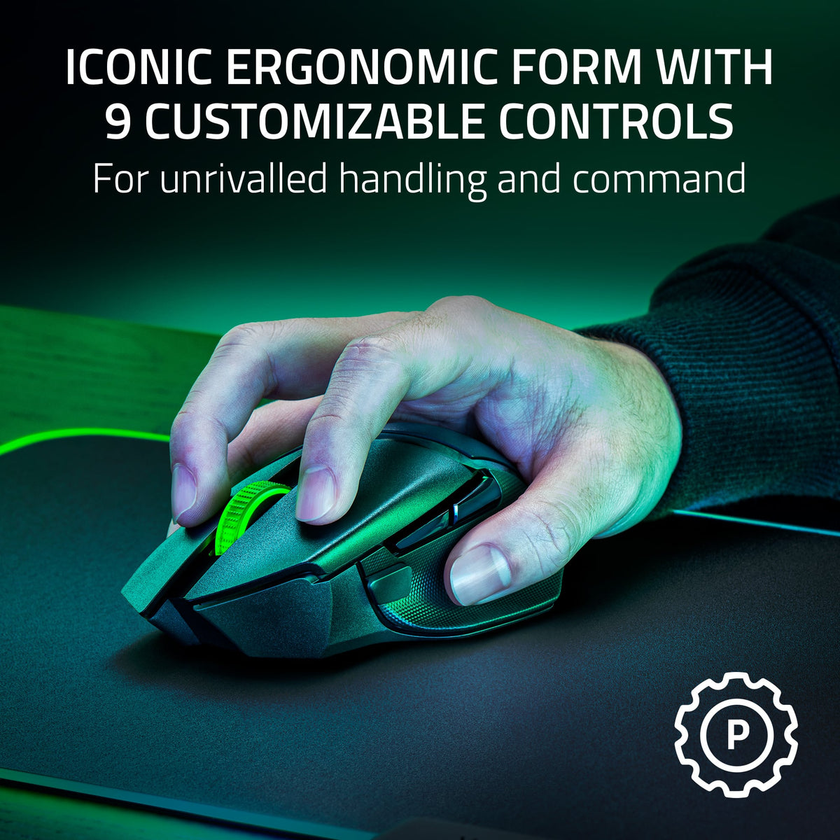 Razer - Basilisk V3 X HyperSpeed Optical Gaming Mouse with 9 Customizable Controls - Wireless - Black