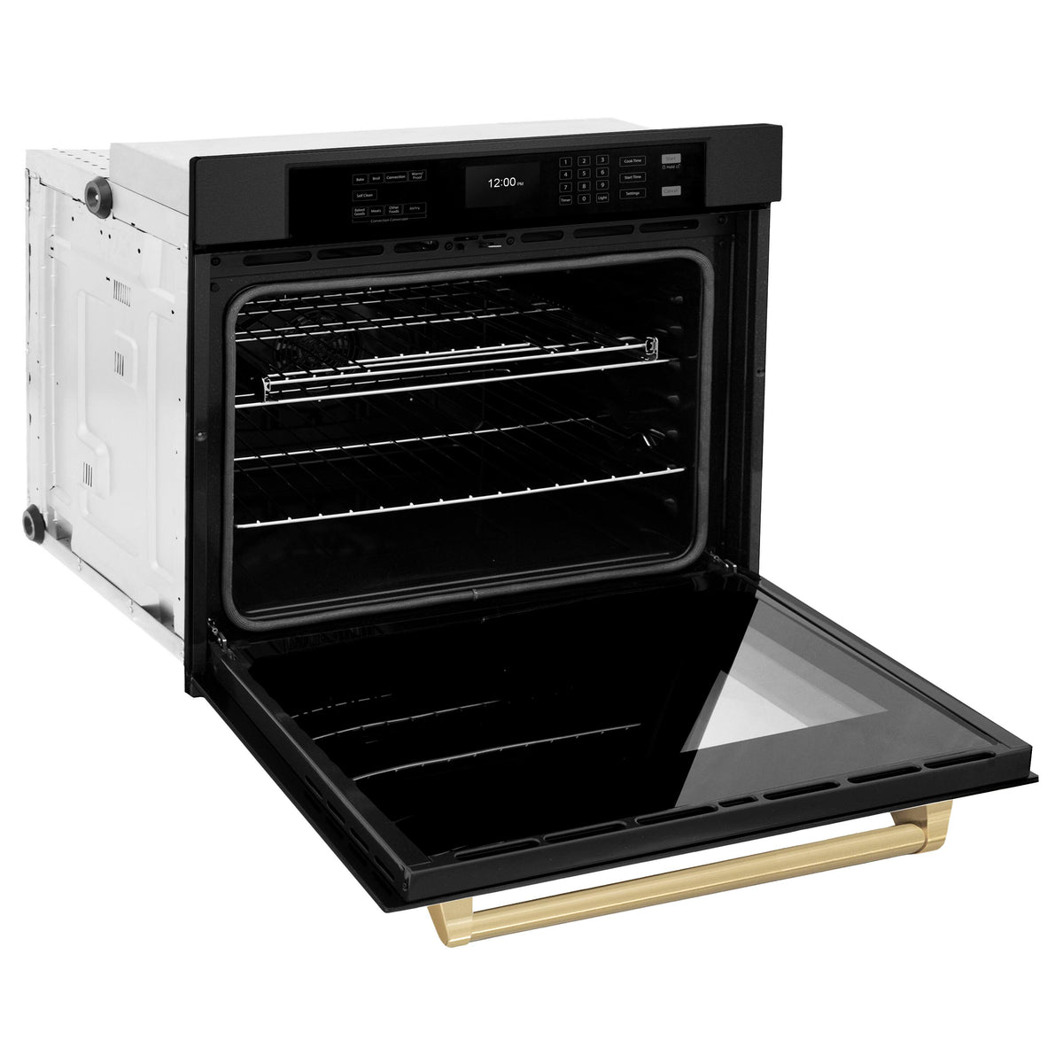 ZLINE - 30 in. Autograph Wall Oven w/ Air Fry w/ Bronze Handle - Black Stainless Steel