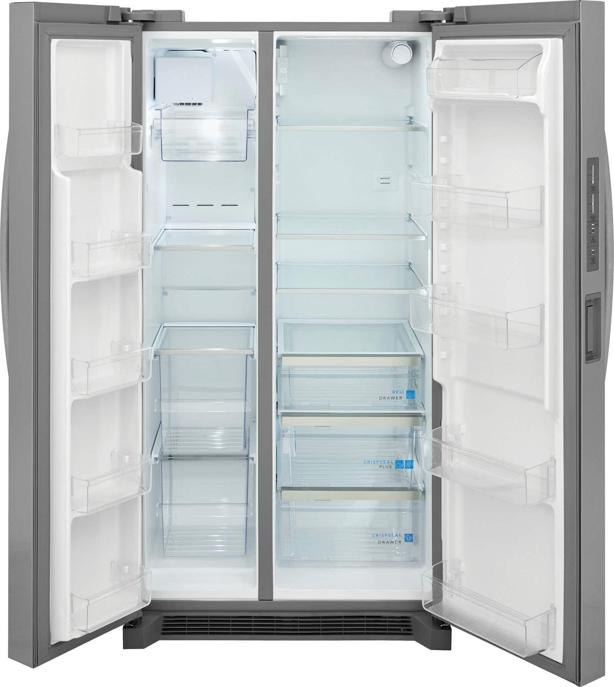 Frigidaire - 36 in. Wide 26.0 Cu. Ft. 36" Standard Depth Side by Side Refrigerator with Door Edge Water Dispenser - Stainless Steel