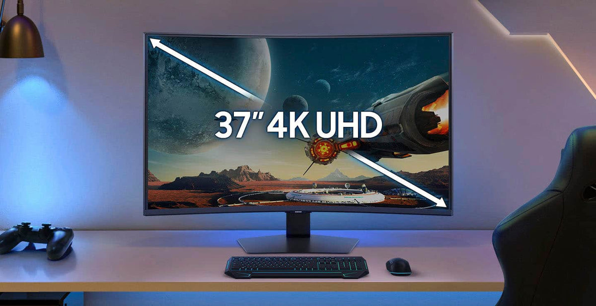 Samsung - 37" Odyssey G75F 4K 165Hz 1ms AMD FreeSync Prem Pro Curved Gaming Monitor with HDR 600 (DisplayPort, HDMI) - Black